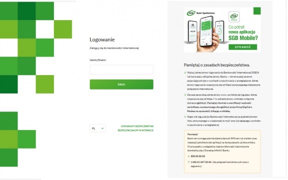 Bankowość internetowa SGB24 Biznes
